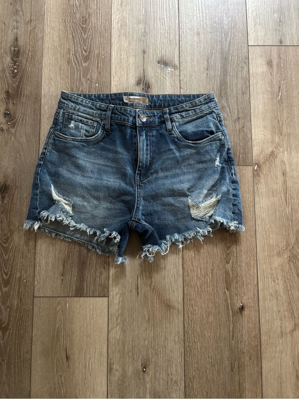 KUT from the Kloth Jane High Rise Distressed Fray Hem Denim Shorts